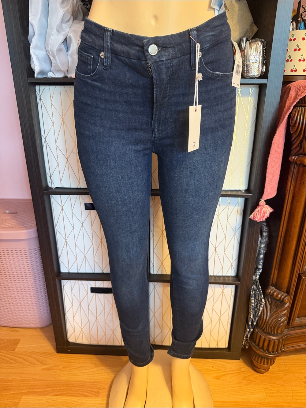 Good American Women's Dark Blue High-Rise Skinny Jeans